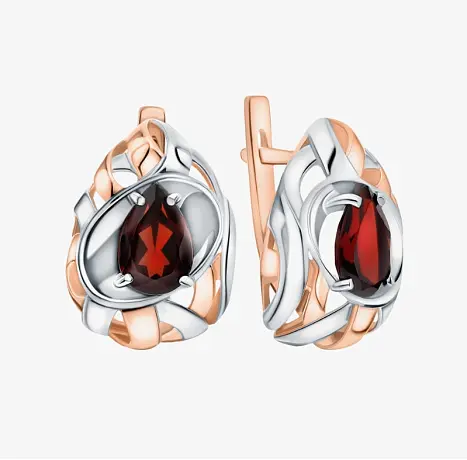 Серьги с английским замком из комбинированного золота
