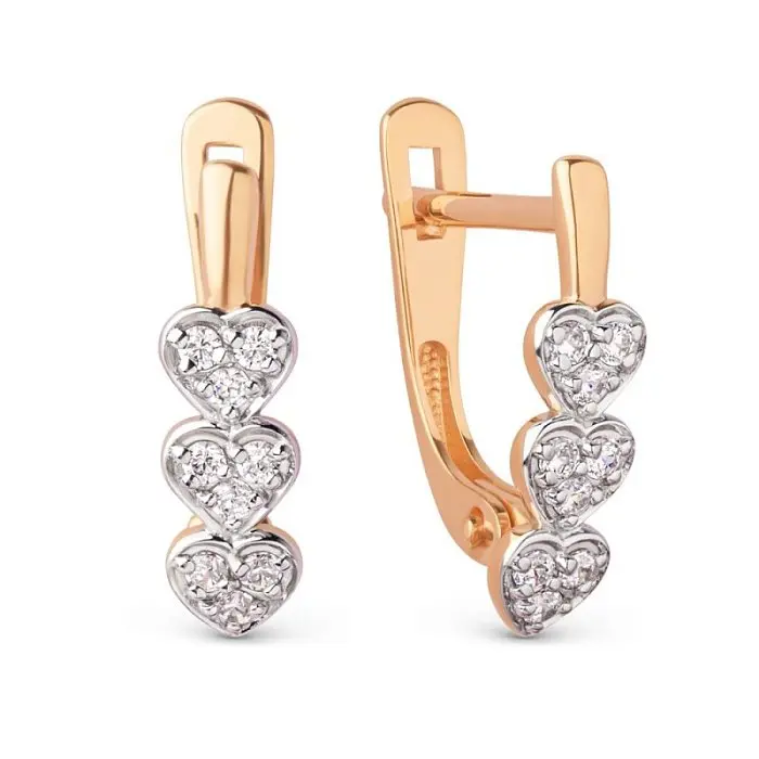 Серьги с английским замком из красного золота