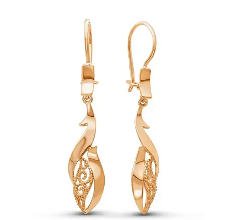 Серьги петельки из красного золота