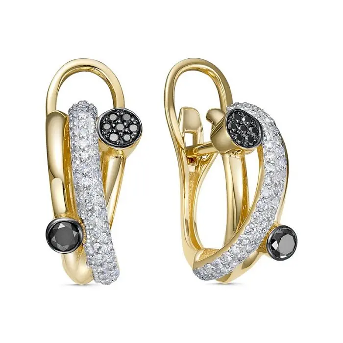 Серьги с английским замком из желтого золота вид 1