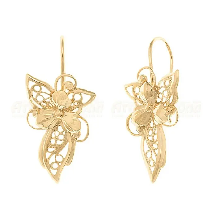 Серьги петельки из красного золота