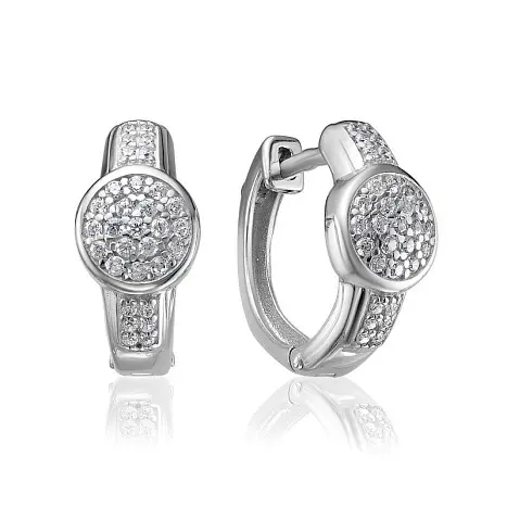 Серьги с английским замком из серебра с фианитами