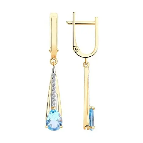 Серьги подвесные из красного золота