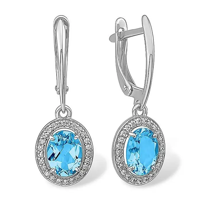 Серьги подвесные из серебра