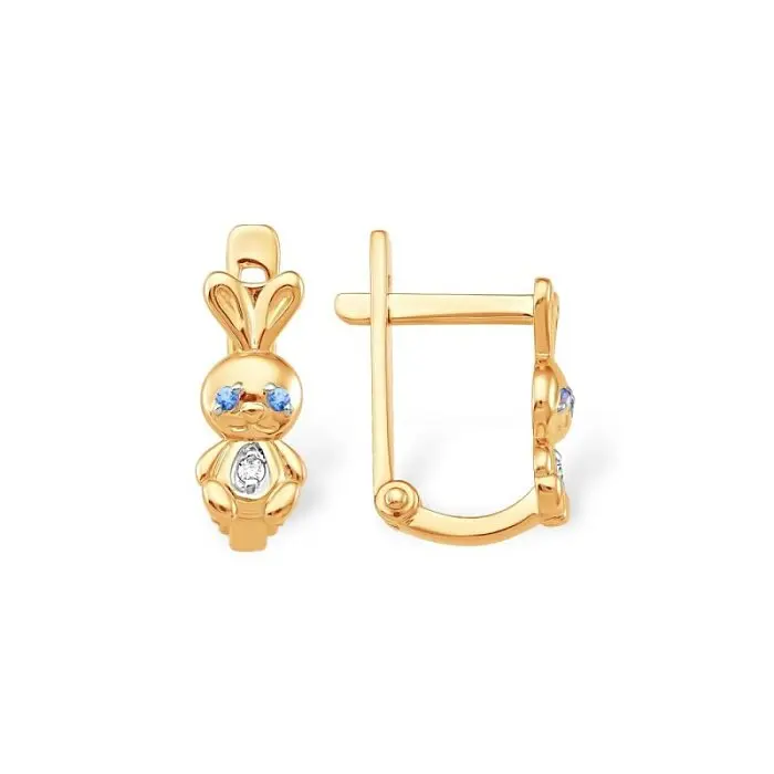 Серьги детские из красного золота