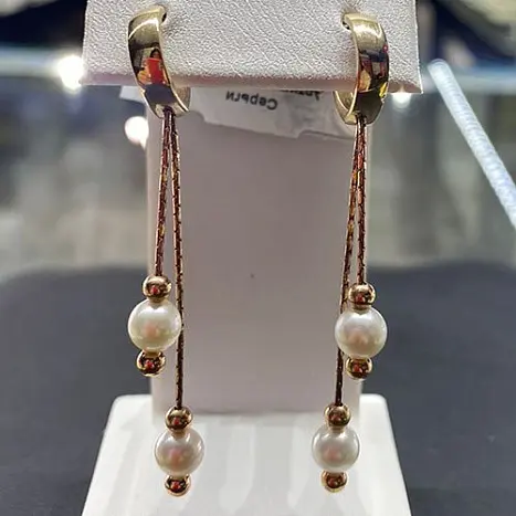 Серьги подвесные из красного золота