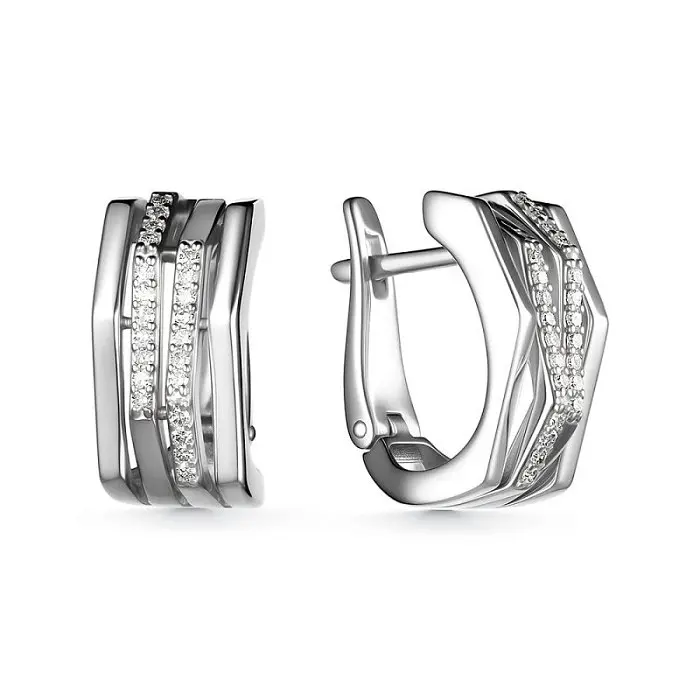 Серьги с английским замком из белого золота