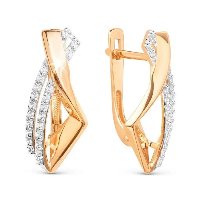 Серьги с английским замком из красного золота