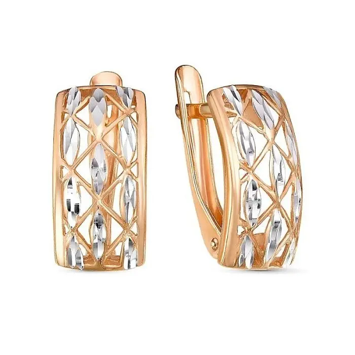 Серьги с английским замком из позолоты вид 1