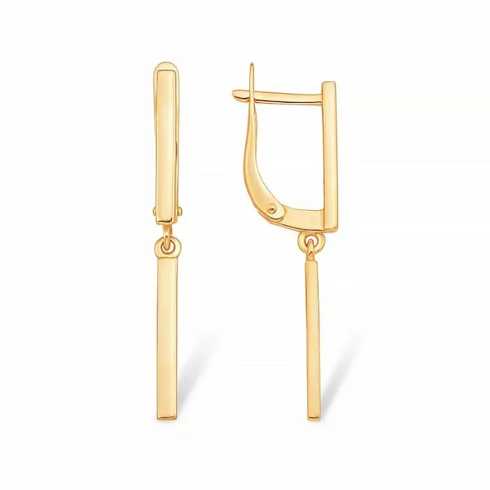 Серьги подвесные из красного золота