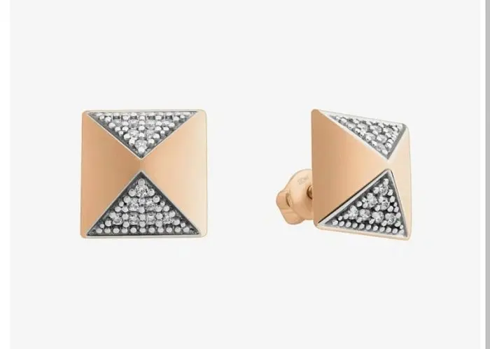 Серьги пуссеты из красного золота