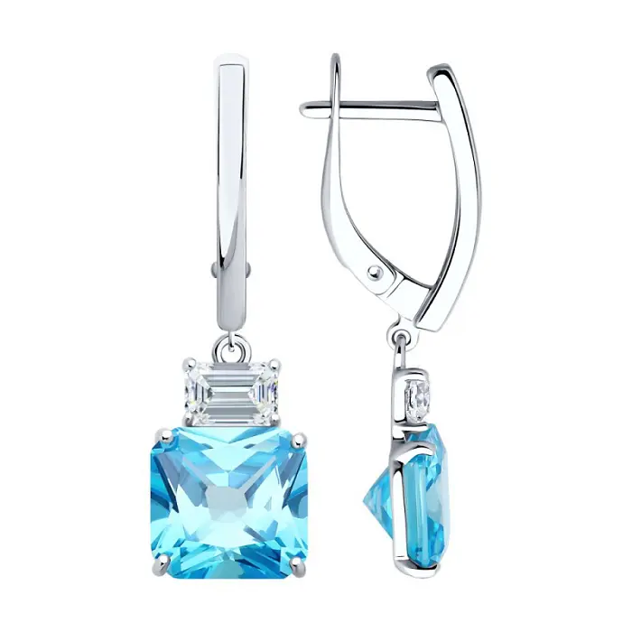Серьги подвесные из серебра