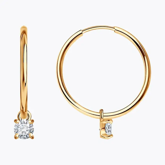 Серьги конго из красного золота