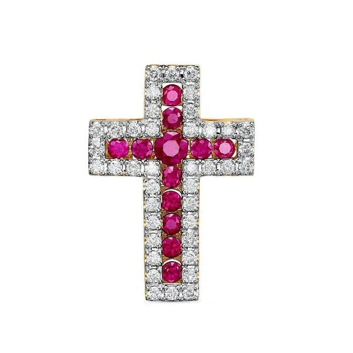 Подвеска декоративный крест из красного золота