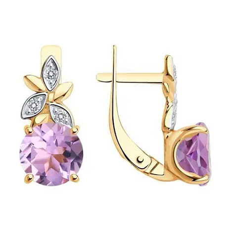 Серьги с английским замком из красного золота