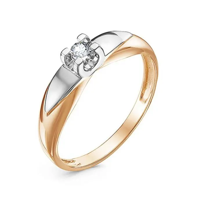 Кольцо помолвочное из комбинированного золота