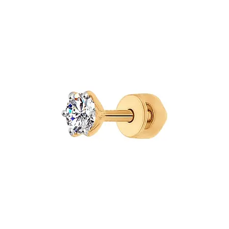 Серьги одиночные из красного золота