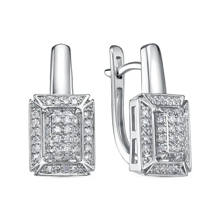 Серьги с английским замком из белого золота