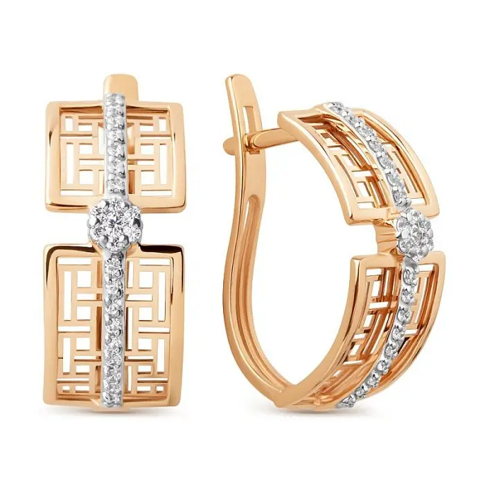 Серьги с английским замком из красного золота