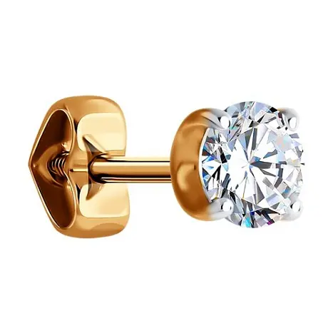 Серьги одиночные из красного золота
