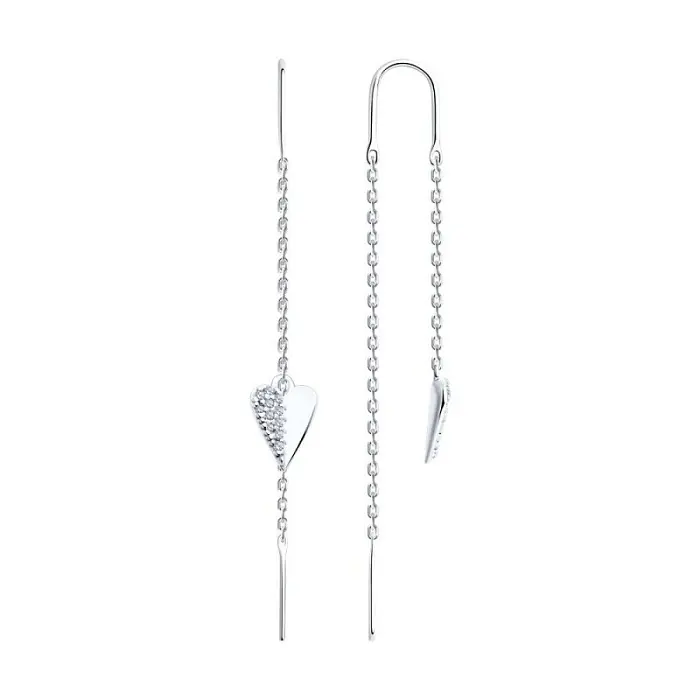 Серьги цепочки из серебра
