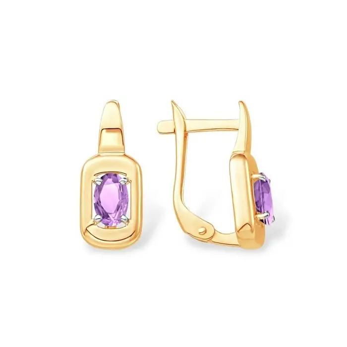 Серьги с английским замком из красного золота