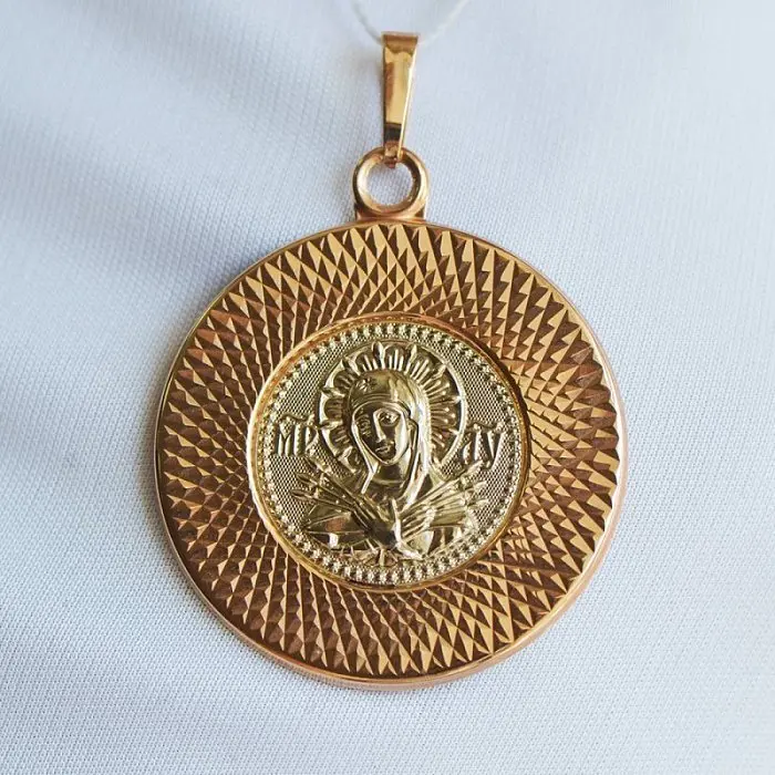 Подвеска икона из комбинированного золота