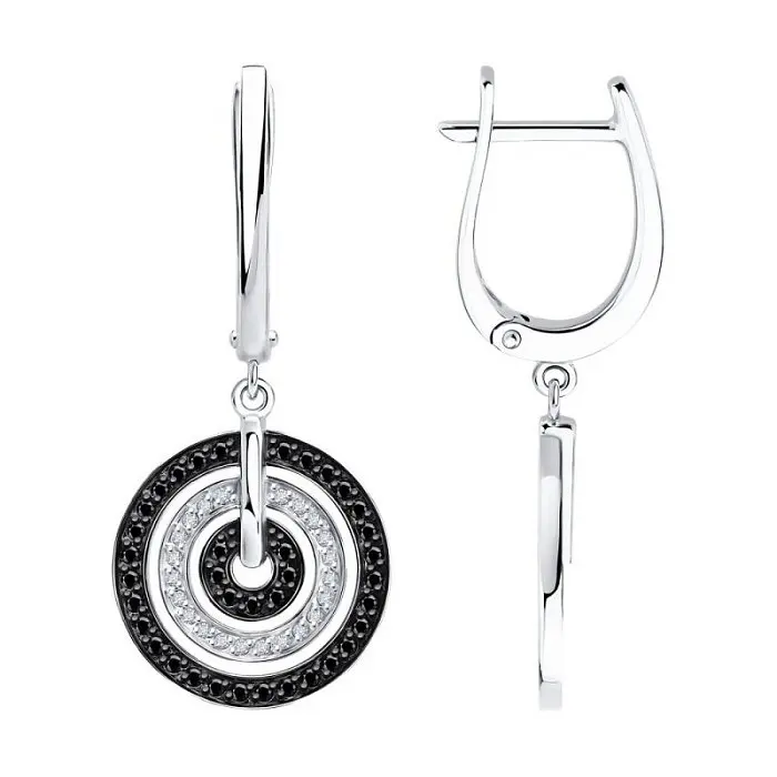 Серьги подвесные из белого золота