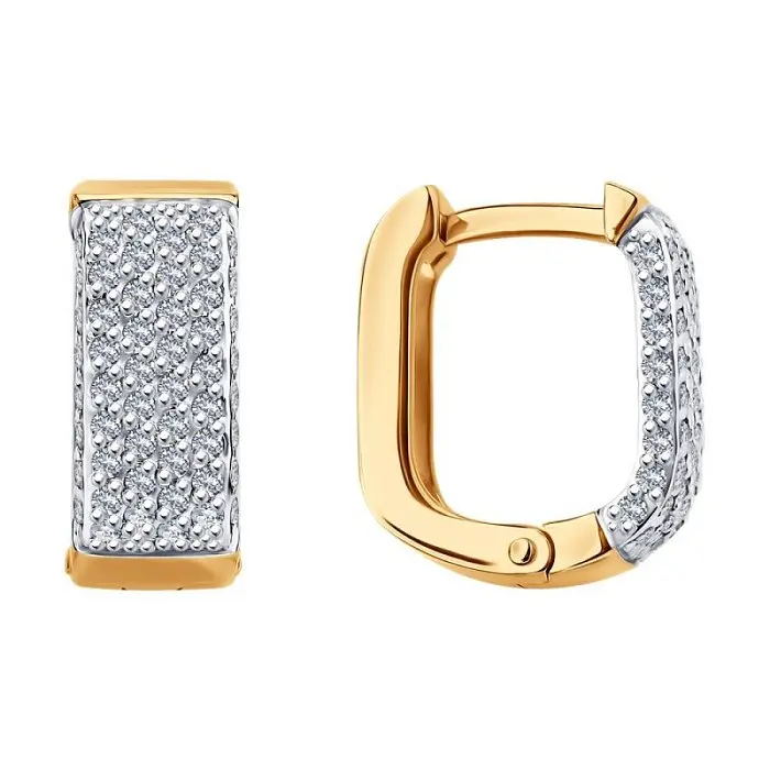 Серьги с английским замком из комбинированного золота