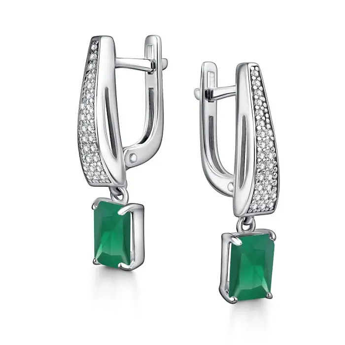 Серьги подвесные из серебра