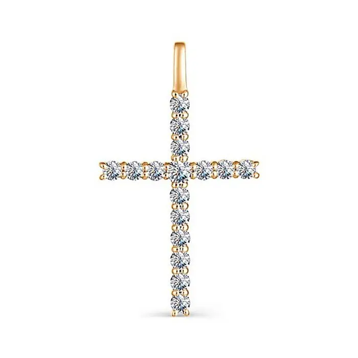 Подвеска декоративный крест из красного золота вид 1