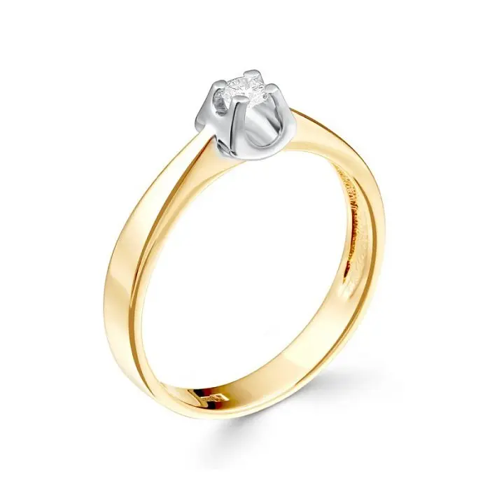 Кольцо помолвочное из комбинированного золота