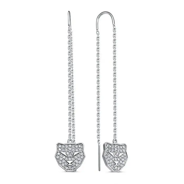 Серьги цепочки из серебра