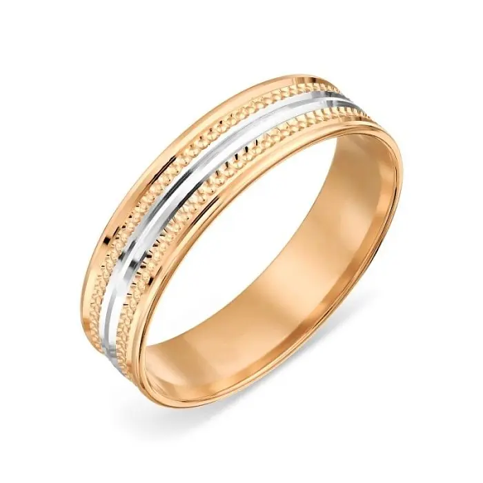 Кольцо обручальное из комбинированного золота