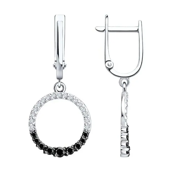 Серьги подвесные из белого золота