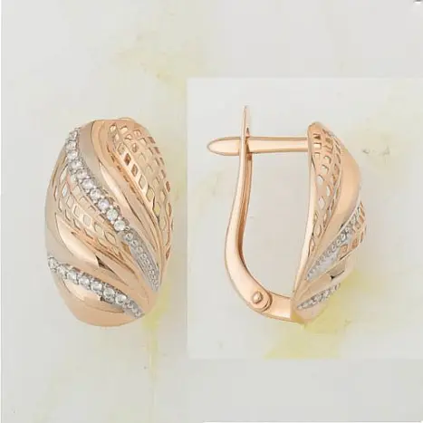 Серьги с английским замком из красного золота