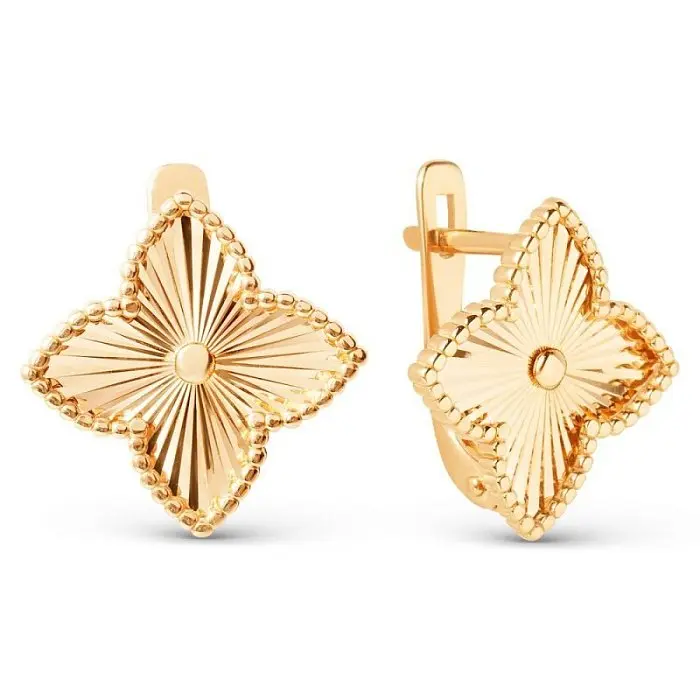 Серьги с английским замком из красного золота