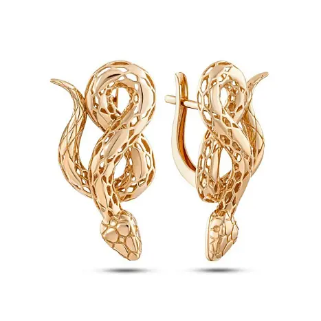 Серьги с английским замком из красного золота