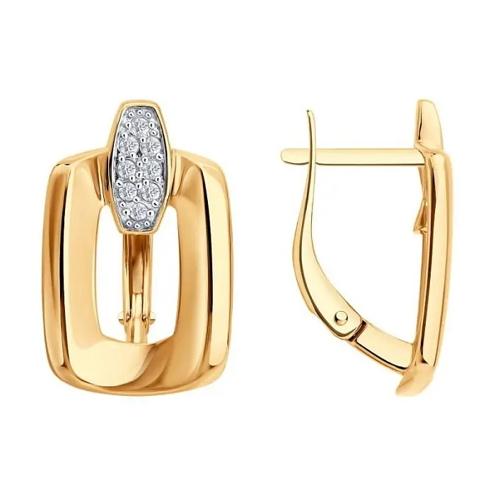 Серьги с английским замком из красного золота