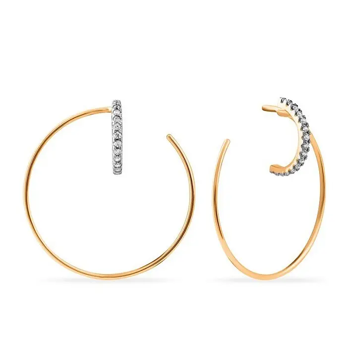 Серьги цепочки из красного золота