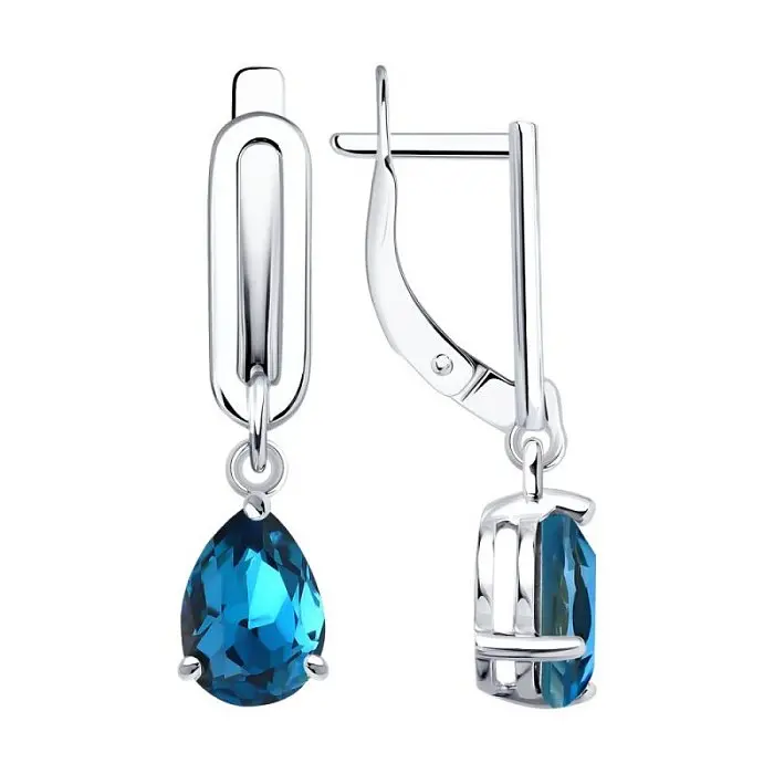 Серьги подвесные из серебра