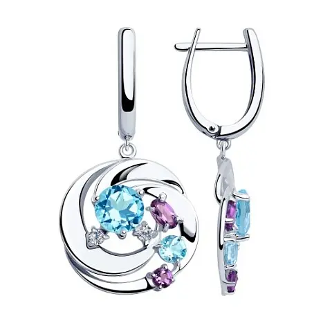 Серьги подвесные из серебра
