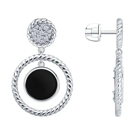 Серьги подвесные из серебра