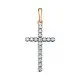 Подвеска крест из комбинированного золота с бриллиантами
