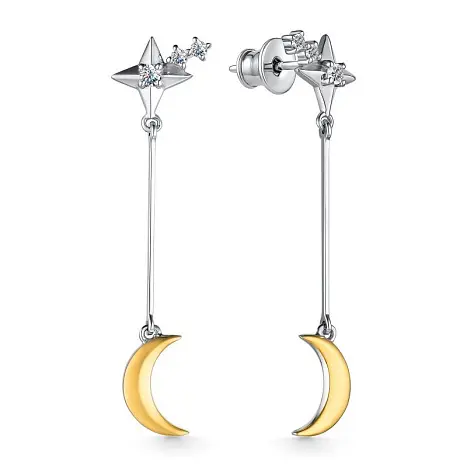 Серьги одиночные из серебра