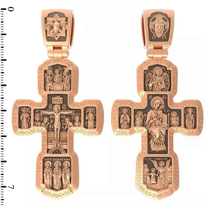 Подвеска крест из красного золота