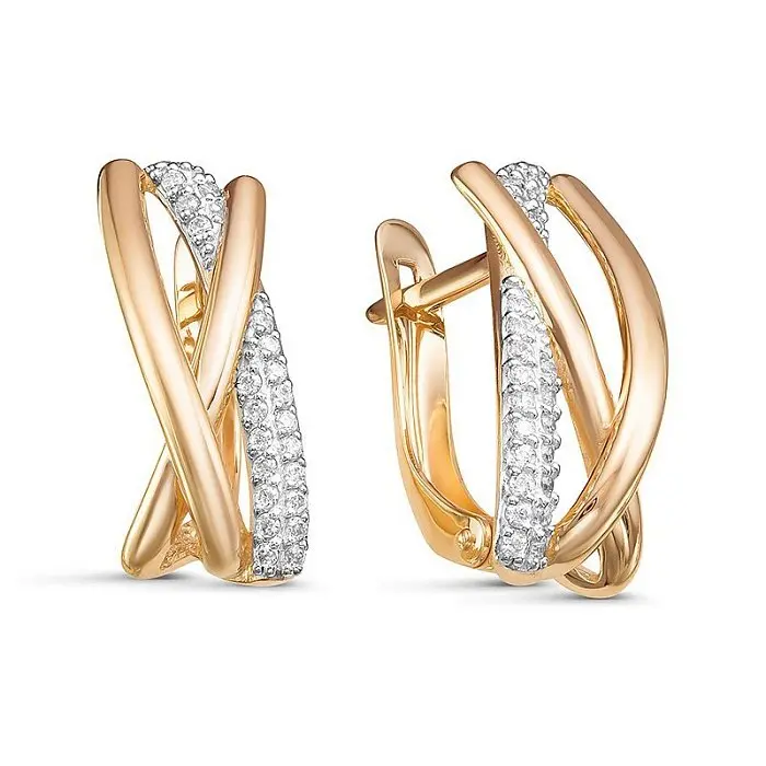 Серьги с английским замком из красного золота