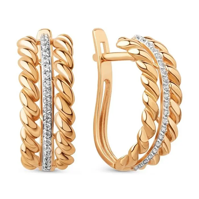 Серьги с английским замком из красного золота