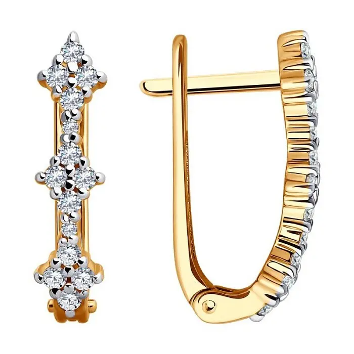 Серьги с английским замком из красного золота