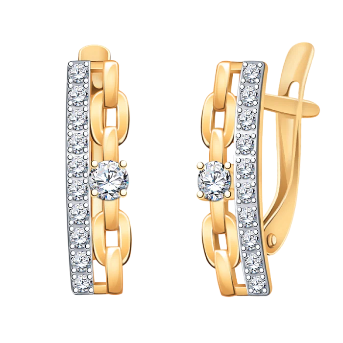 Серьги с английским замком из красного золота